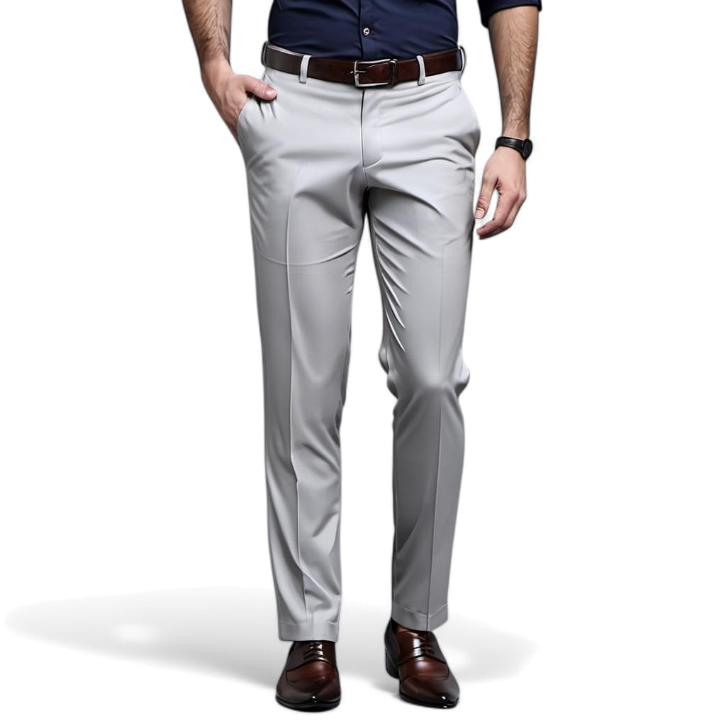 AXOLOTL Men’s Regular Tapered Fit Dress Formal Trousers, Straight Leg