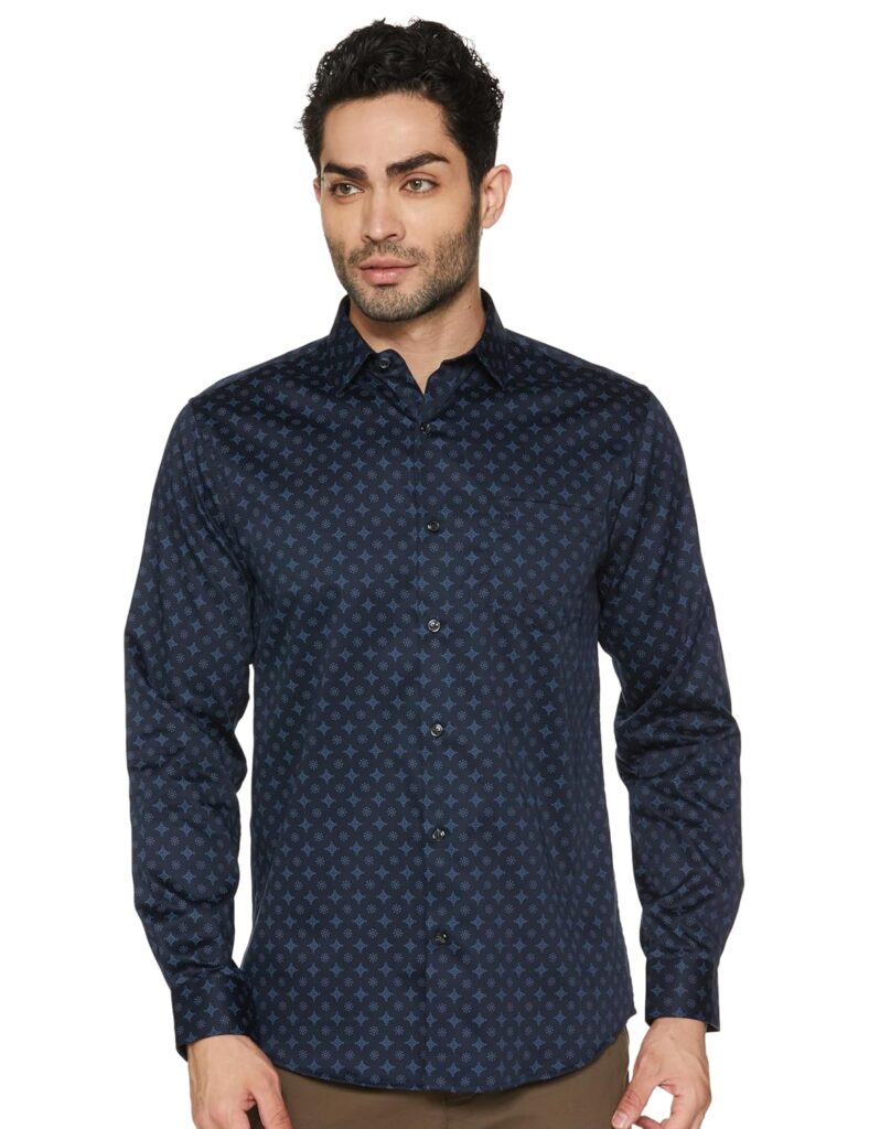 Allen Solly Men’s Regular Fit Printed Formal Ceremonial Shirt Allen Solly Men’s Regular Fit Printed Formal Ceremonial Shirt