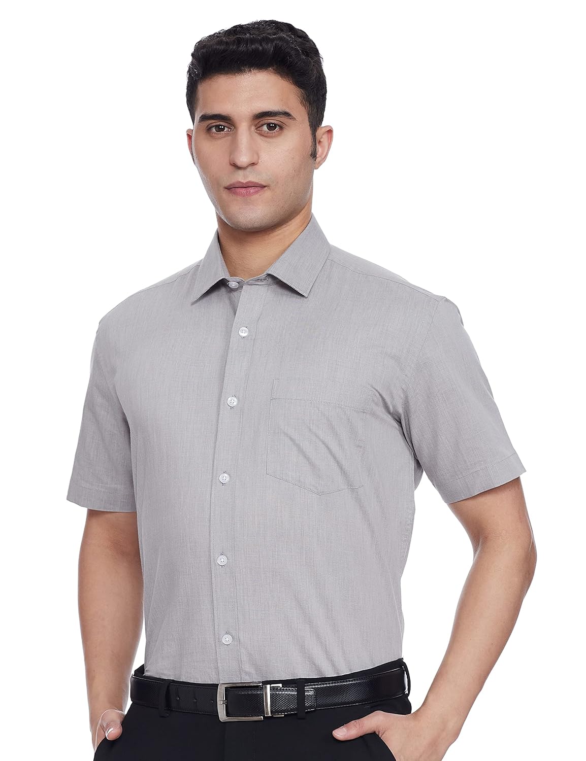 Amazon Brand – Symbol Men’s Solid 100% Cotton Half Sleeve Regular Fit Formal Shirt