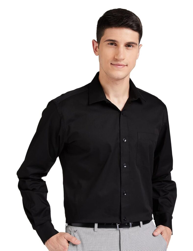 Amazon Brand – Symbol Men’s Solid Cotton Formal Shirt | Plain | Full Sleeve – Regular Fit (Available in Plus Size and Combo Packs)