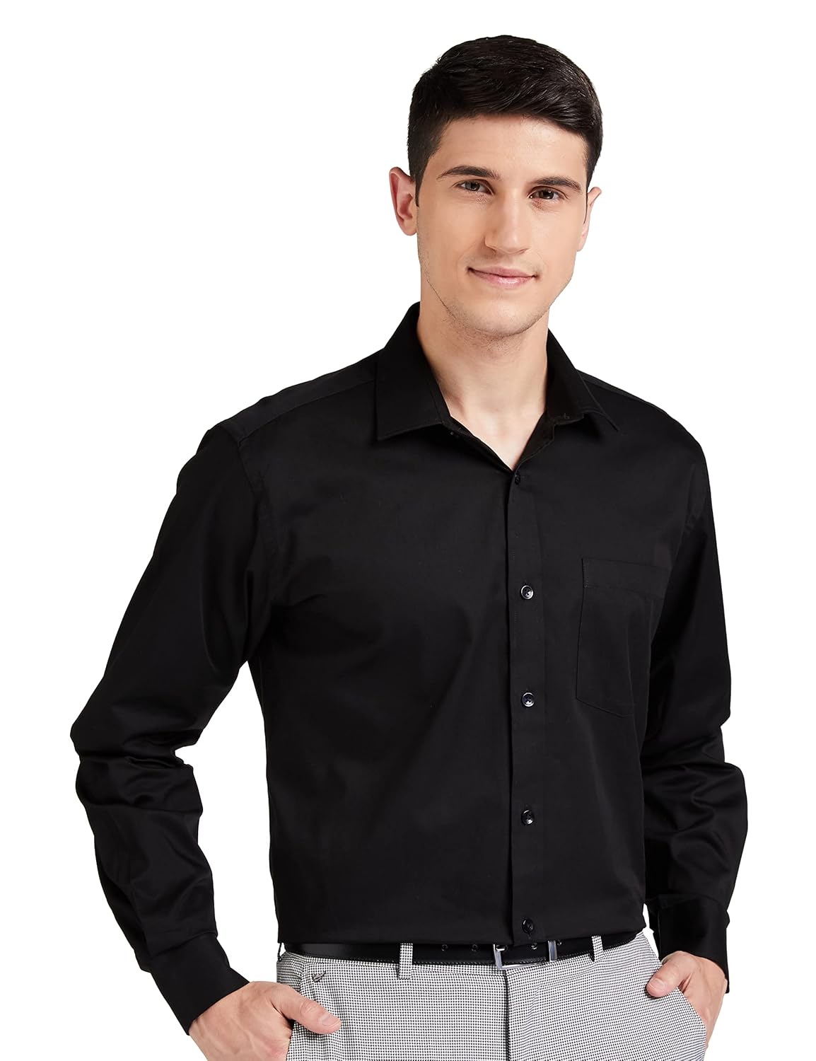 Amazon Brand – Symbol Men’s Solid Cotton Formal Shirt | Plain | Full Sleeve – Regular Fit (Available in Plus Size and Combo Packs)