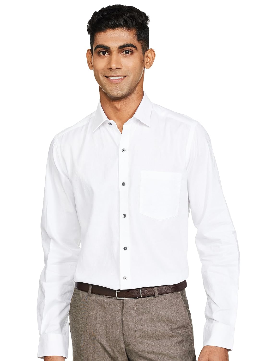Arrow Men’s Solid Full Sleeve Slim Fit Cutaway Collar Cotton Formal Shirt