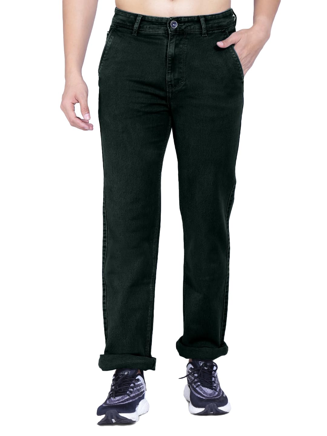 Awack Stretchable Denim Comfort Fit High Rise Basic Front Cross Pockets Jeans Pant for Men