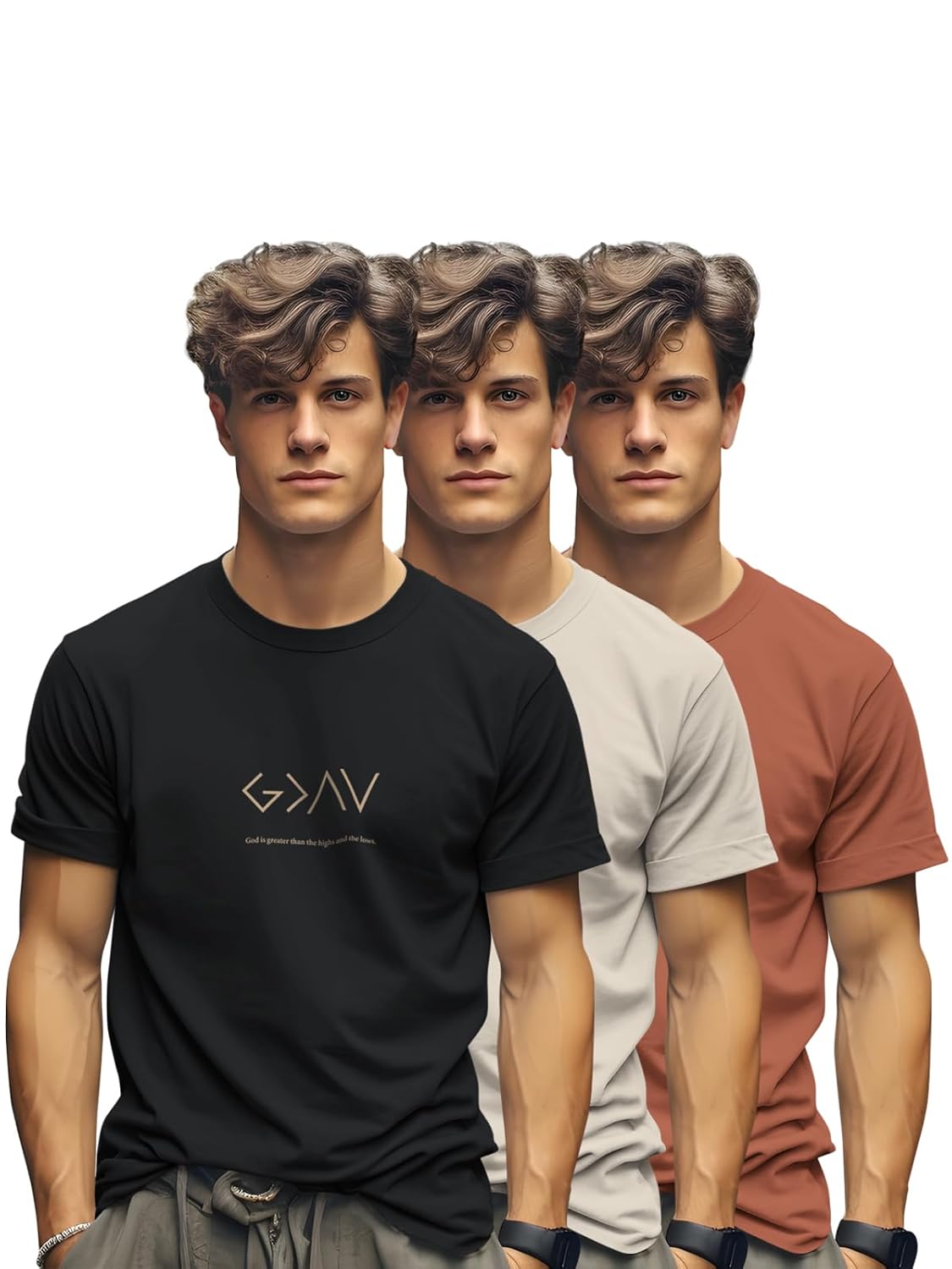 BULLMER Trendy Printed Cotton Blend Crew Neck/Round Neck Half Sleeve Tshirt for Men – Pack of 3