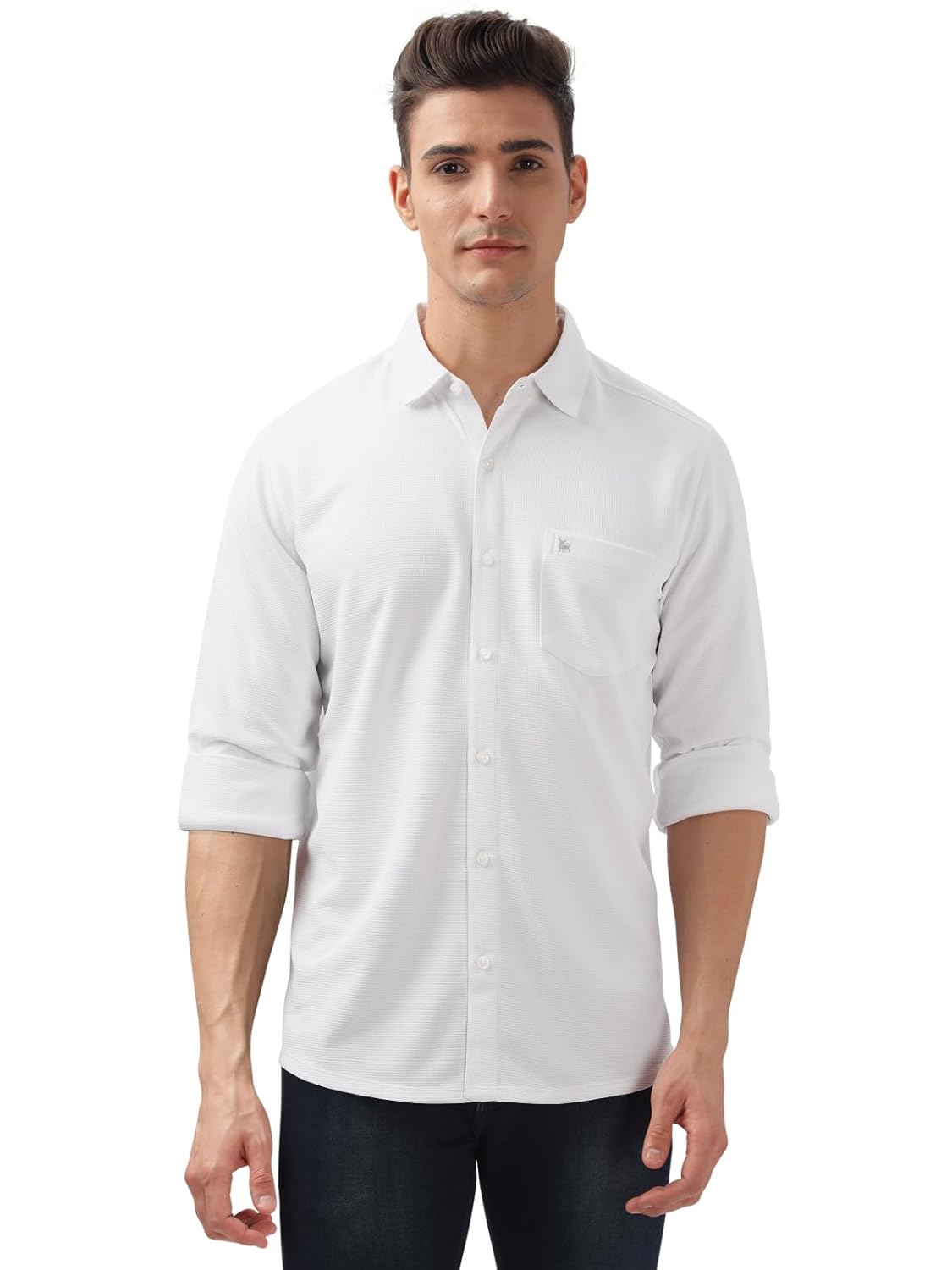BULLMER Trendy Regular Fit Solid Full Sleeve Causal Shirt for Men.