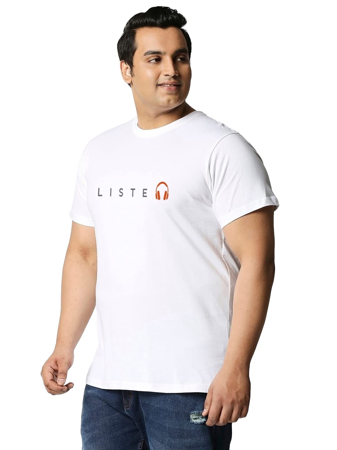 Bewakoof Men’s 100% Cotton Typography Regular Fit Round Neck Plus Size T-Shirt