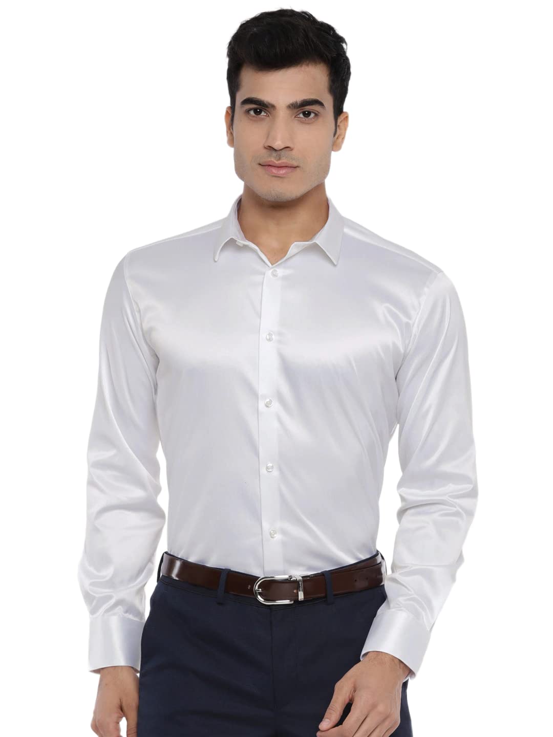 Bowrain Men’s Regular fit Full Sleeves Satin Shirts