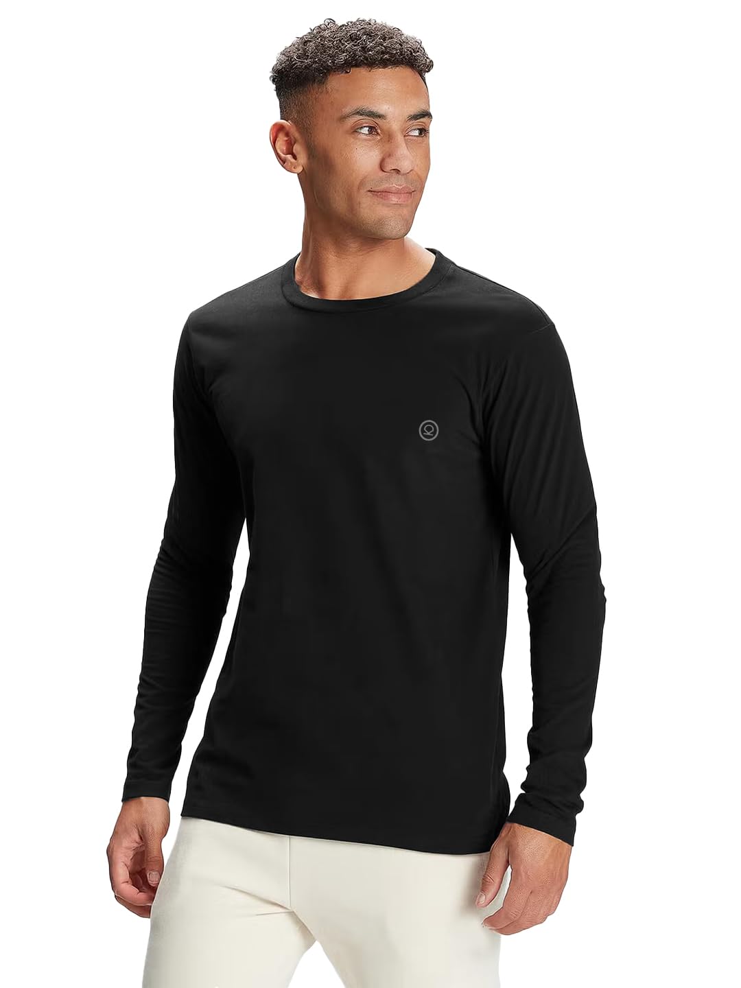 CHKOKKO Men’s Solid Quick Dry Full Sleeve Regular Fit Round Crew Neck Active Sportswear Gym T-Shirt for Workout Training Running and Fitness Activities