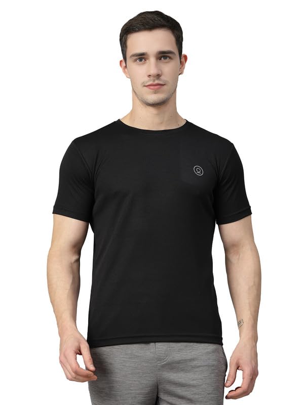 CHKOKKO Men’s Solid Quick Dry Half Sleeve Regular Fit Round Crew Neck Active Sportswear Gym T-Shirt for Workout Training Running and Fitness Activities