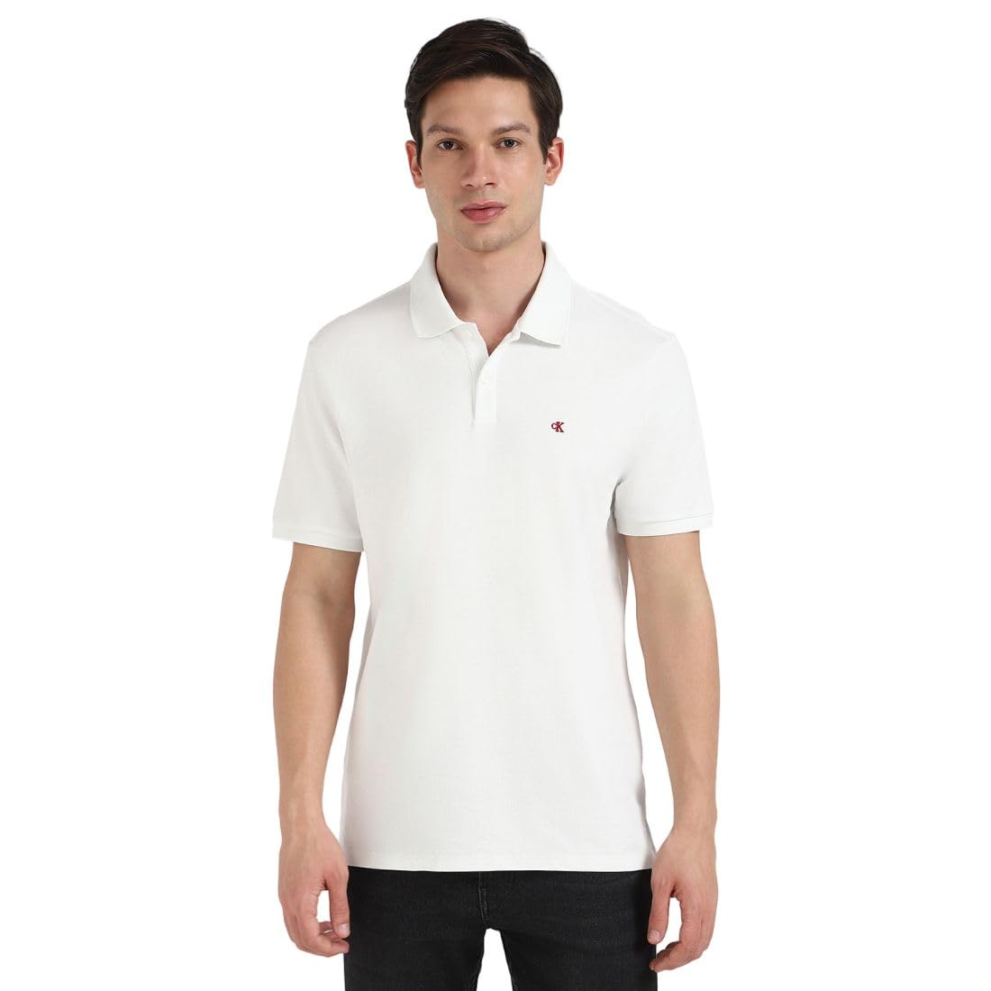 Calvin Klein Jeans Men’s Solid Regular Fit Polo Shirt (40EM269111_White Calvin Klein Jeans Men’s Solid Regular Fit Polo Shirt (40EM269111_White