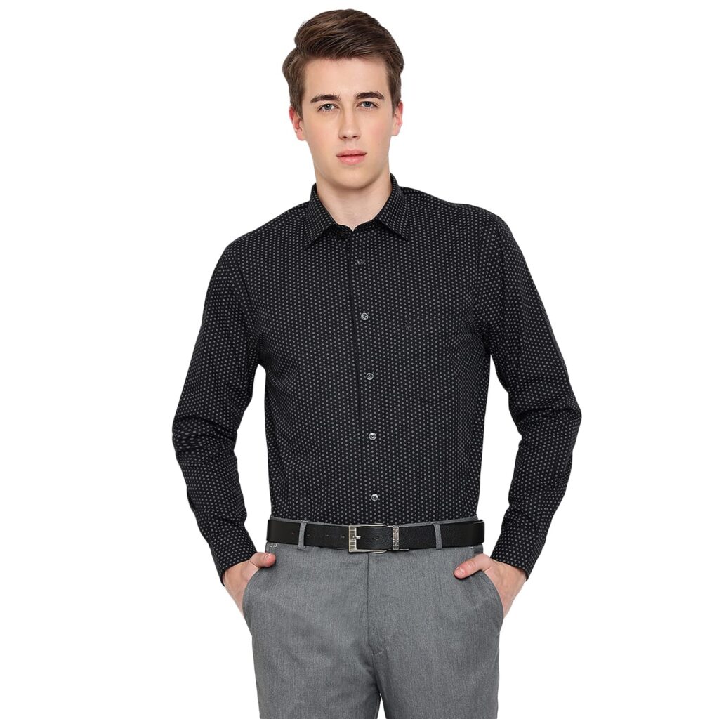 Cantabil Cotton Printed Full Sleeve Regular Fit Formal Shirt for Men with Pocket | Formal Shirt for Men | Formal Wear Shirts for Men (P_MSHF00279_Black) Cantabil Cotton Printed Full Sleeve Regular Fit Formal Shirt for Men with Pocket | Formal Shirt for Men | Formal Wear Shirts for Men (P_MSHF00279_Black)