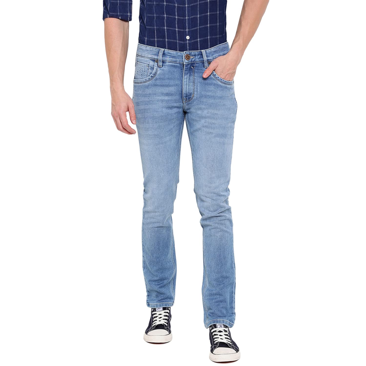 Cantabil Men Blue Cotton Regular Fit Casual Jeans (P_MDNM00270_MEDIUMMERCERISED) Cantabil Men Blue Cotton Regular Fit Casual Jeans (P_MDNM00270_MEDIUMMERCERISED)