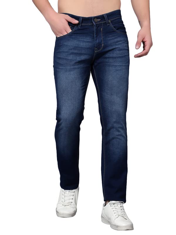 Cantabil Men Blue Cotton Regular Fit Casual Jeans (P_MDNM00343_DARKMERCERISED) Cantabil Men Blue Cotton Regular Fit Casual Jeans (P_MDNM00343_DARKMERCERISED)