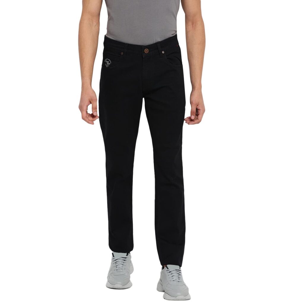 Cantabil Men Solid Black Regular Fit Denim Jeans (MDNM00334_Black) Cantabil Men Solid Black Regular Fit Denim Jeans (MDNM00334_Black)