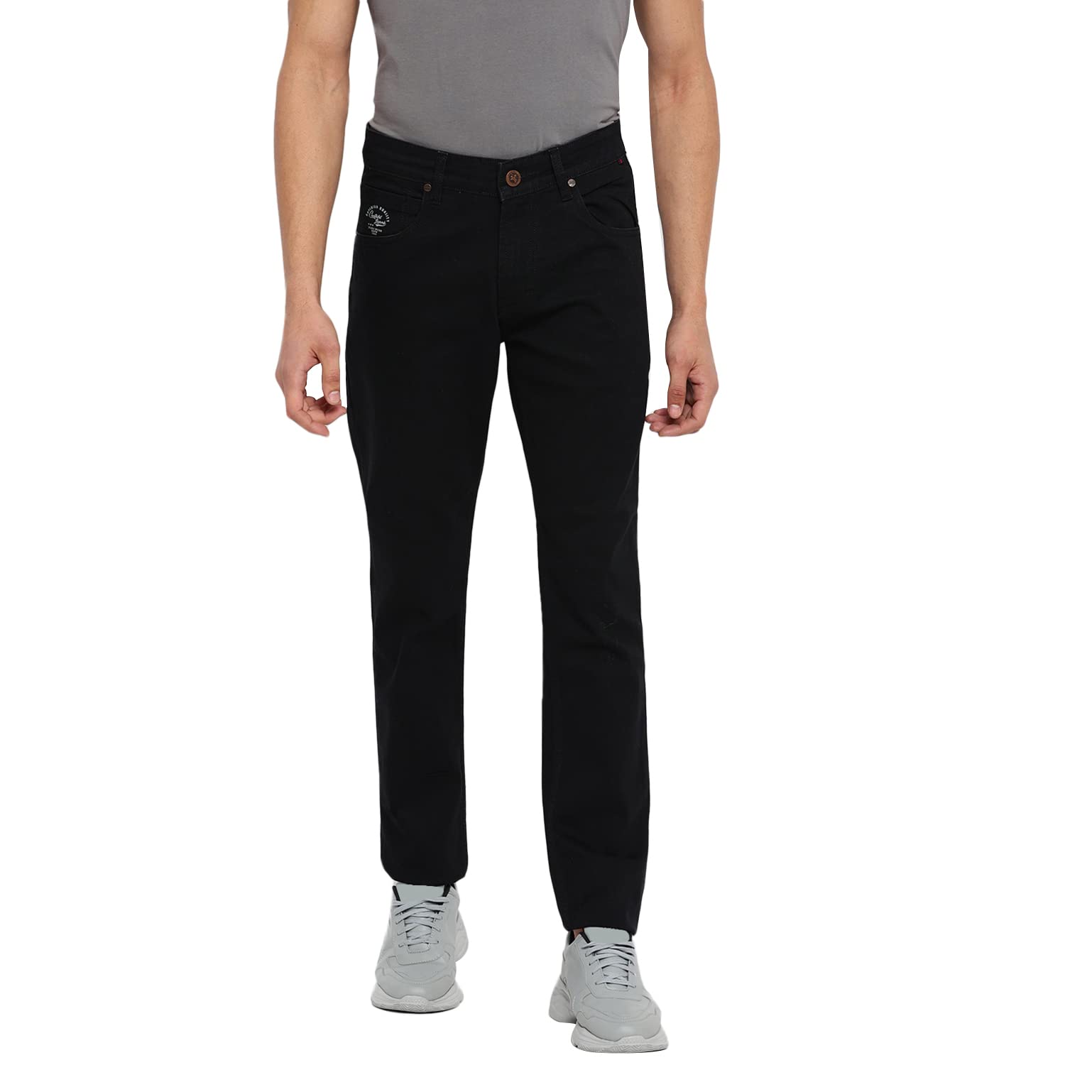 Cantabil Men Solid Black Regular Fit Denim Jeans (MDNM00334_Black) Cantabil Men Solid Black Regular Fit Denim Jeans (MDNM00334_Black)