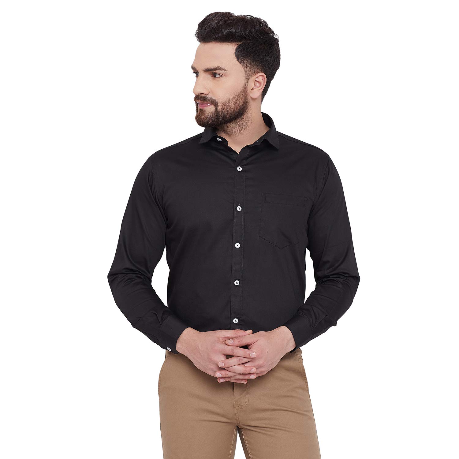 D Kumar Formal Shirts for Men Regular Fit Cotton Plain Solid Full Sleeves