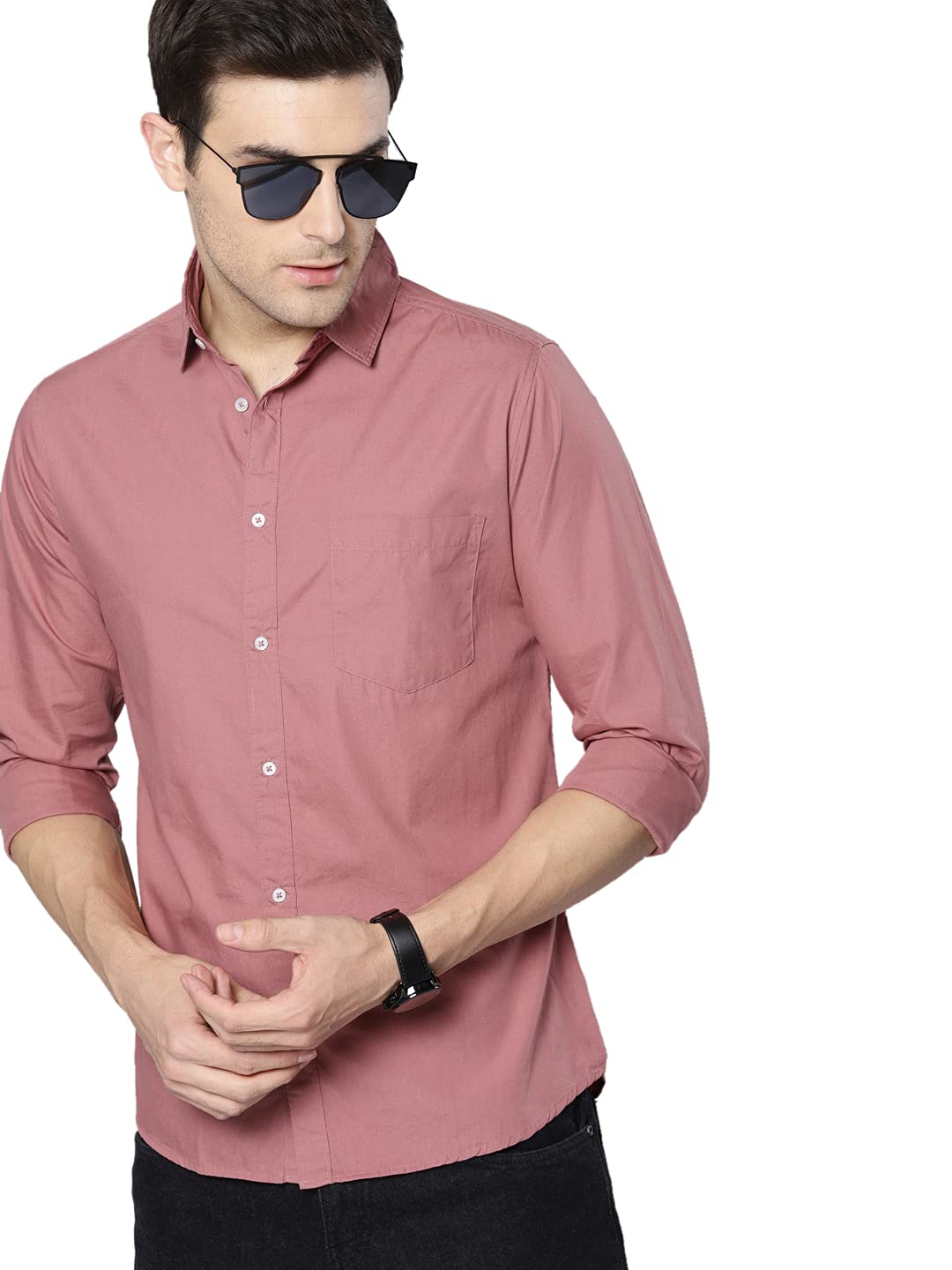 Dennis Lingo Men’s Solid Slim Fit Casual Shirt (C301_DUSTYPINK_S_Dustypink_S) Dennis Lingo Men’s Solid Slim Fit Casual Shirt (C301_DUSTYPINK_S_Dustypink_S)