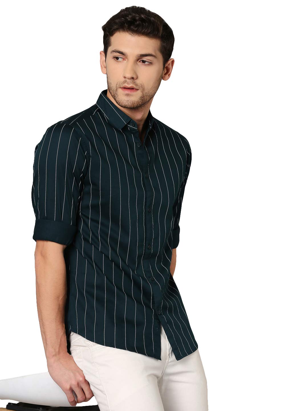 Dennis Lingo Men’s Striped Slim Fit Cotton Casual Shirt