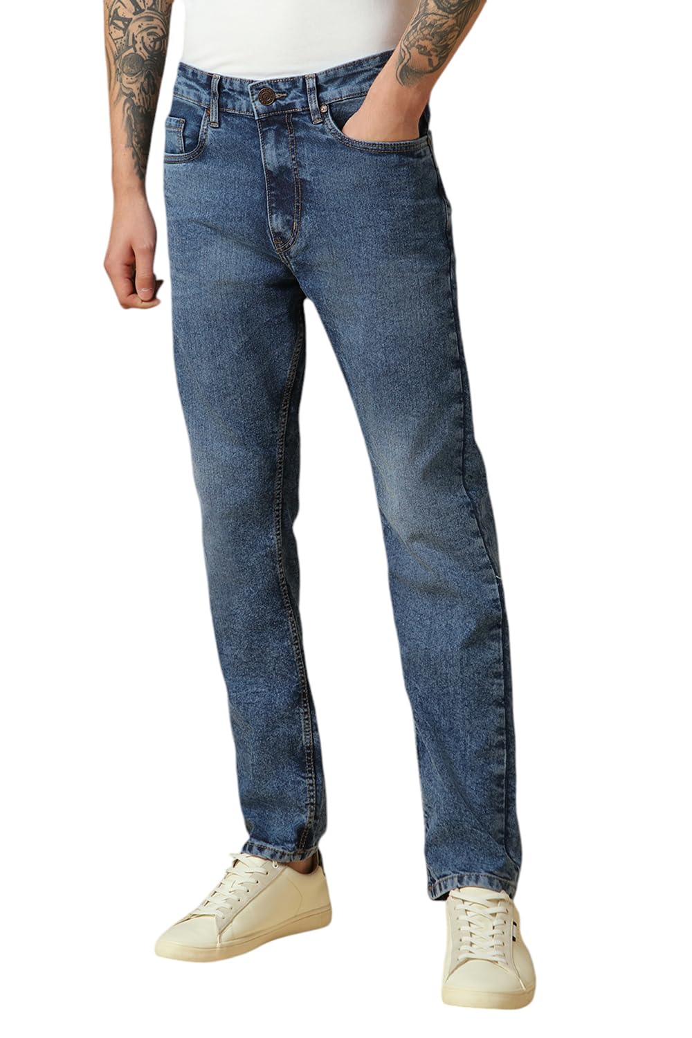 Dennis Lingo Men’s Washed Stretchable Straight Fit Jeans