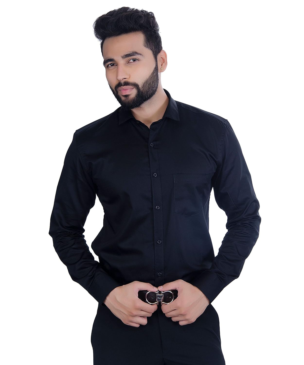 FIFTH ANFOLD Men’s Solid Slim Fit Shirt