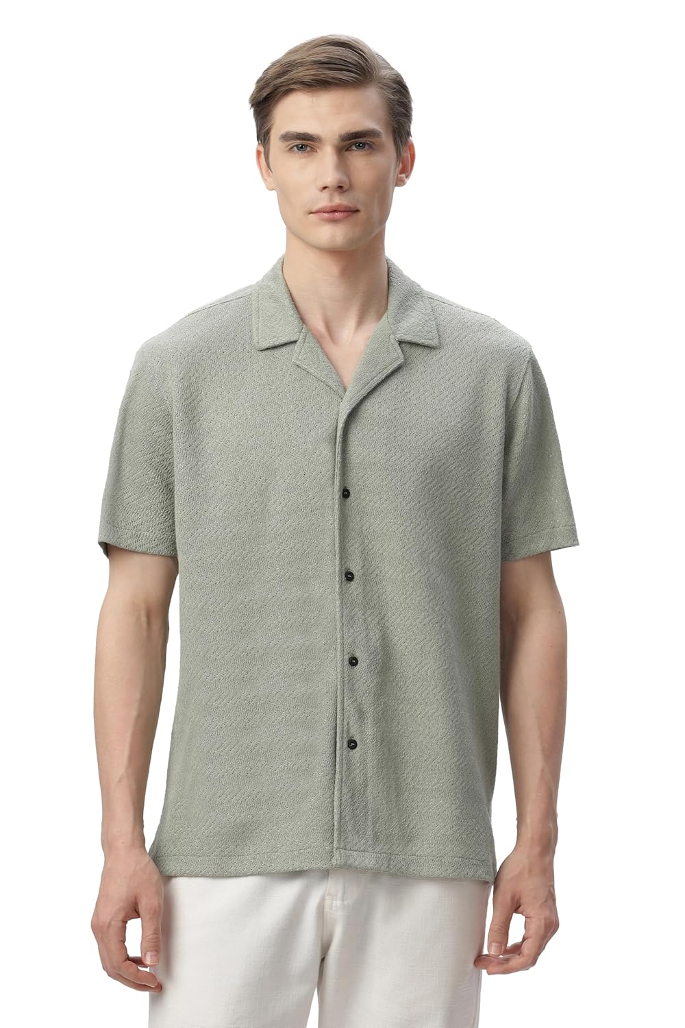 FYLTR Men’s Casual Knit Regular Fit Shirt with Spread Collar|Half Sleeve|Textured Patterns