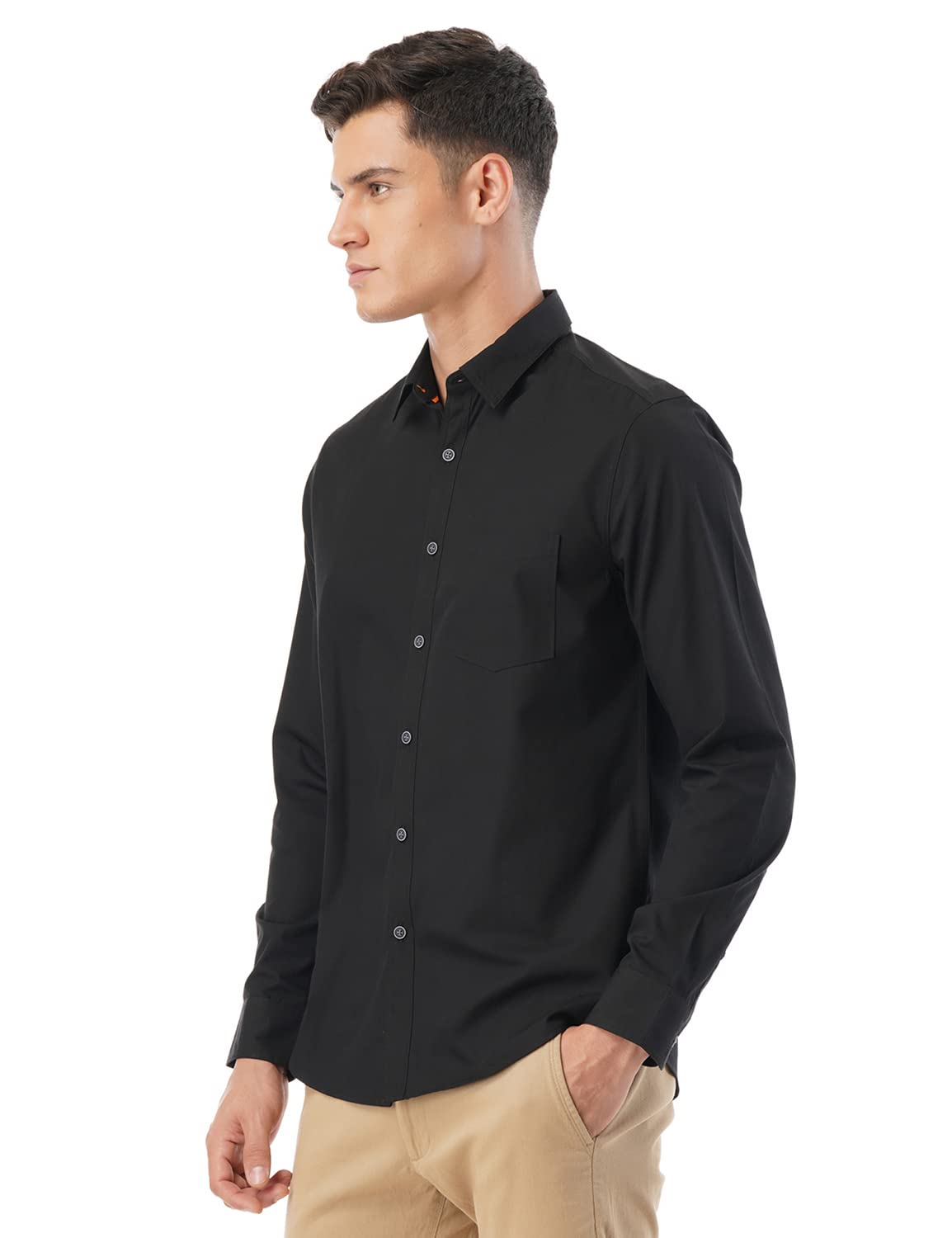 FYLTR Men’s Solid Casual Non Iron Regular Fit Shirt with Spread Collar & Full Sleeves