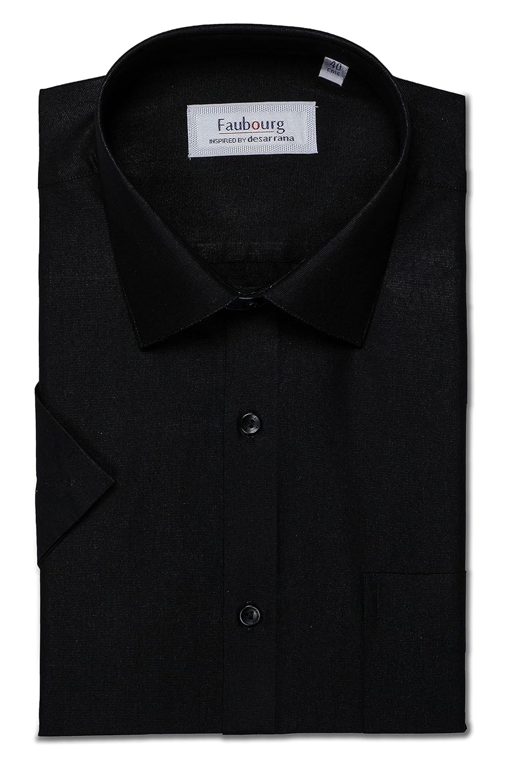 Faubourg 5445-5451 Men’s Solid Half Sleeve Slim Fit Cotton Blend Blue Black Yellow Green Red Orange Formal Shirt