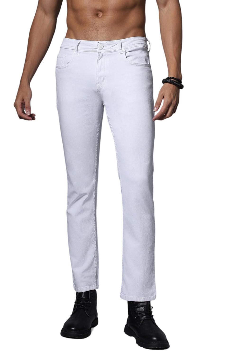 HIGH Star Men White Slim-Fit Stretchable Jeans HIGH Star Men White Slim-Fit Stretchable Jeans