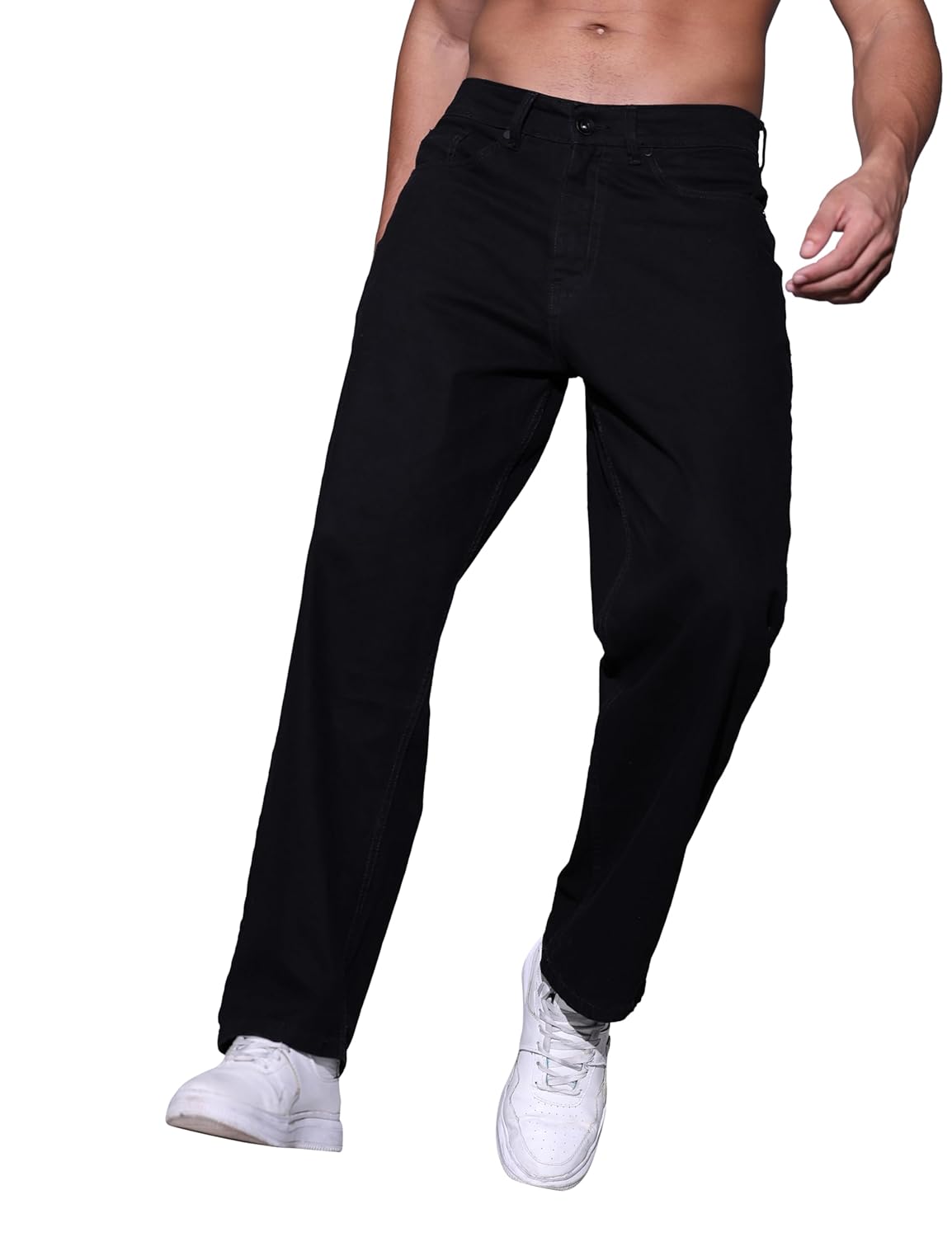 Hubberholme Men Black Regular Loose Fit Jeans HHMJNW23503A_BK Hubberholme Men Black Regular Loose Fit Jeans HHMJNW23503A_BK