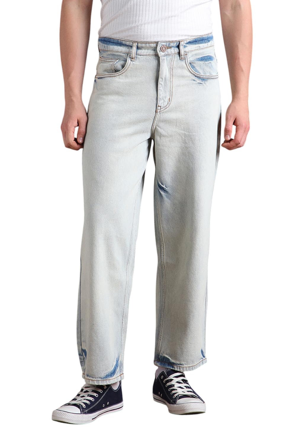 Hubberholme Men Cotton Washed Baggy Mid-Rise Jeans 11