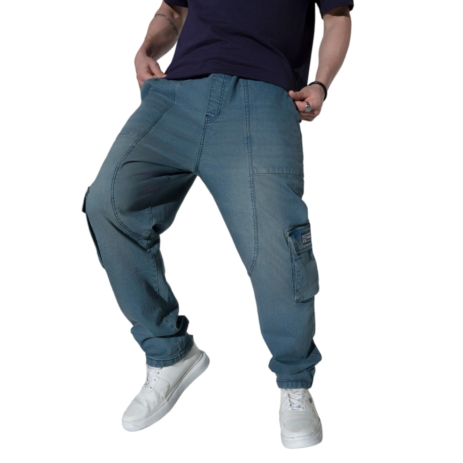 Hubberholme Men’s Loose Fit Cargo Jogger Jeans