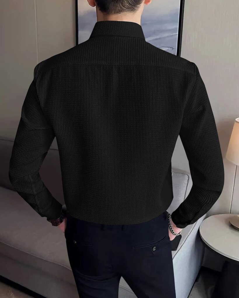 I ENTERPRISE Men’s Regular Fit Solid Soft Touch Cotton Casual Shirt Design with Spread Collar & Full Sleeve and Stylish Pocket