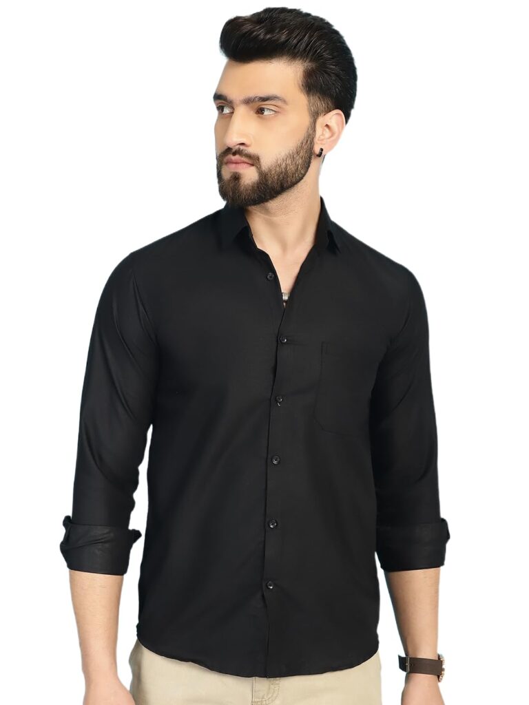 Indian Needle Cotton Solid Casual Shirt for Mens