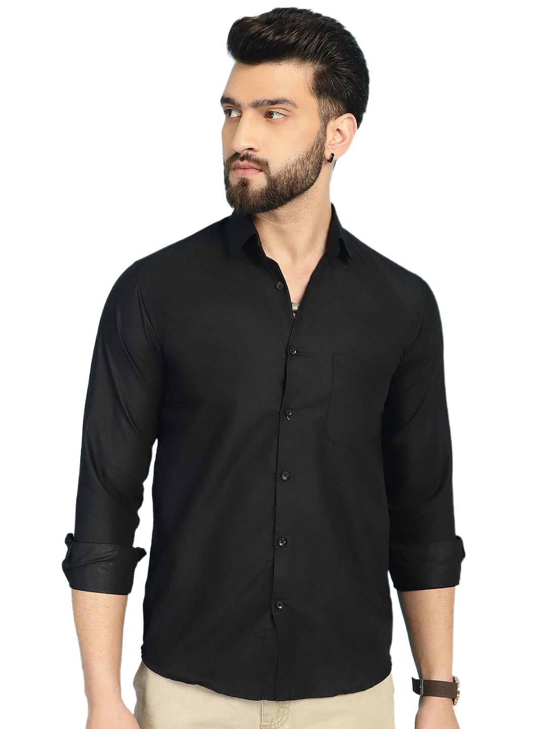 Indian Needle Cotton Solid Casual Shirt for Mens