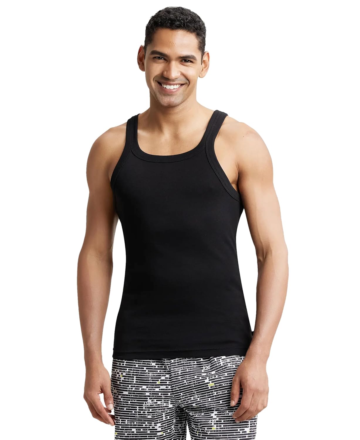 Jockey US26 Men’s Super Combed Cotton Rib Slim Fit Square Neckline Gym Vest