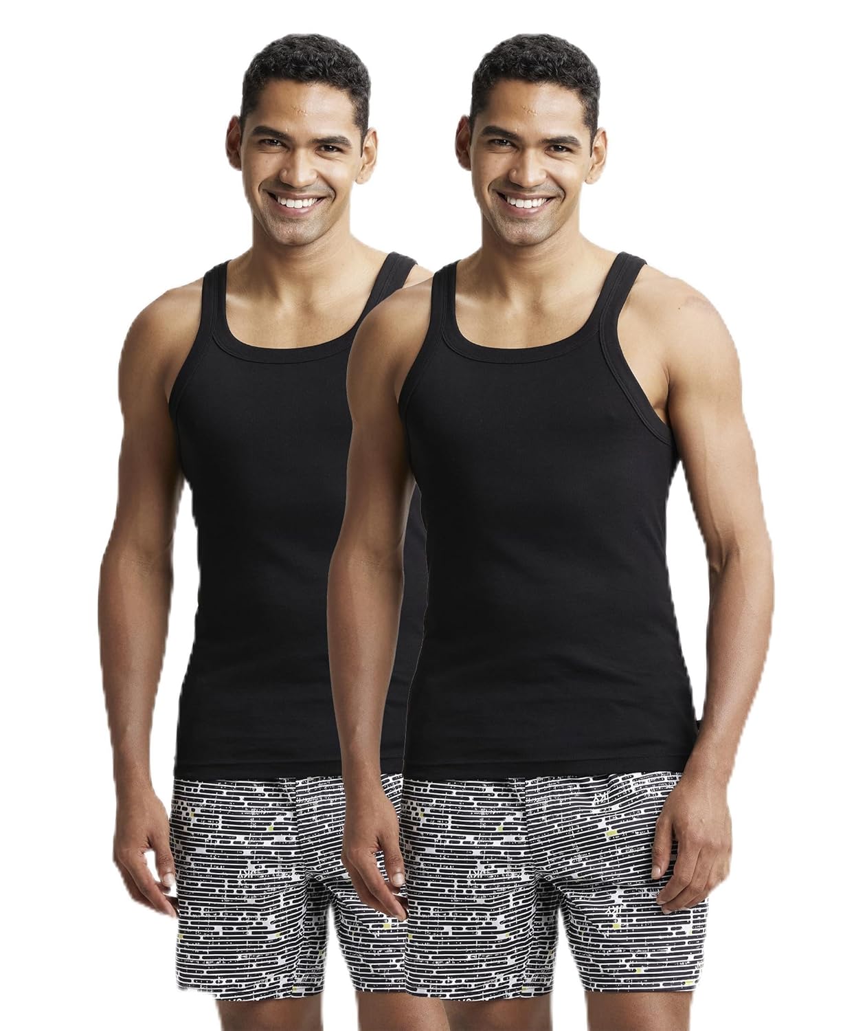 Jockey US26 Men’s Super Combed Cotton Rib Square Neckline Gym Vest (Pack of 2)