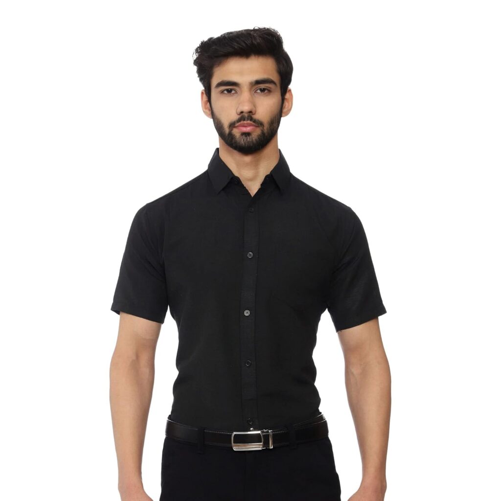KOSZULE Formal Regular Fit Solid Khadi Shirt Half Sleeves for Men