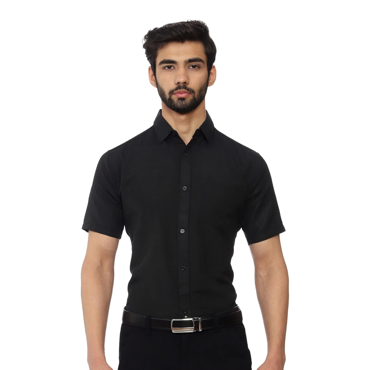 KOSZULE Formal Regular Fit Solid Khadi Shirt Half Sleeves for Men