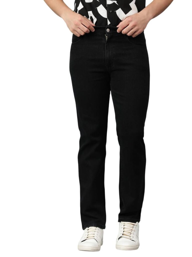 KOTTY Men’s Solid Badab Black Wash Button Slim Fit Jeans KOTTY Men’s Solid Badab Black Wash Button Slim Fit Jeans