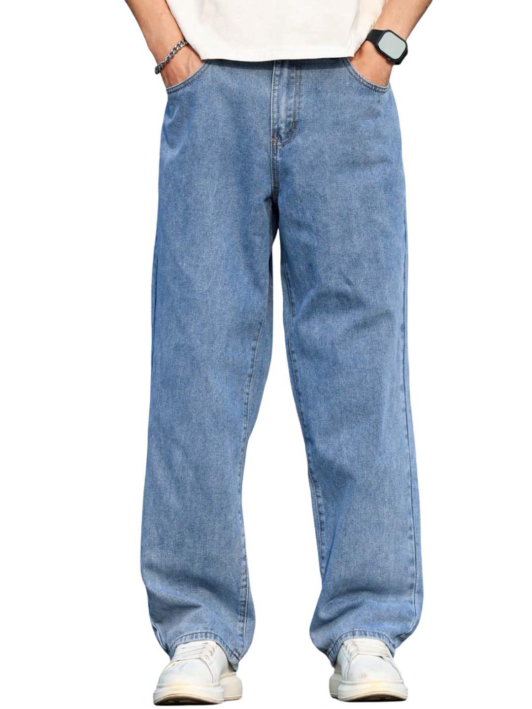 KOTTY Men’s Solid Cafe Latte Button Relaxed Fit Jeans