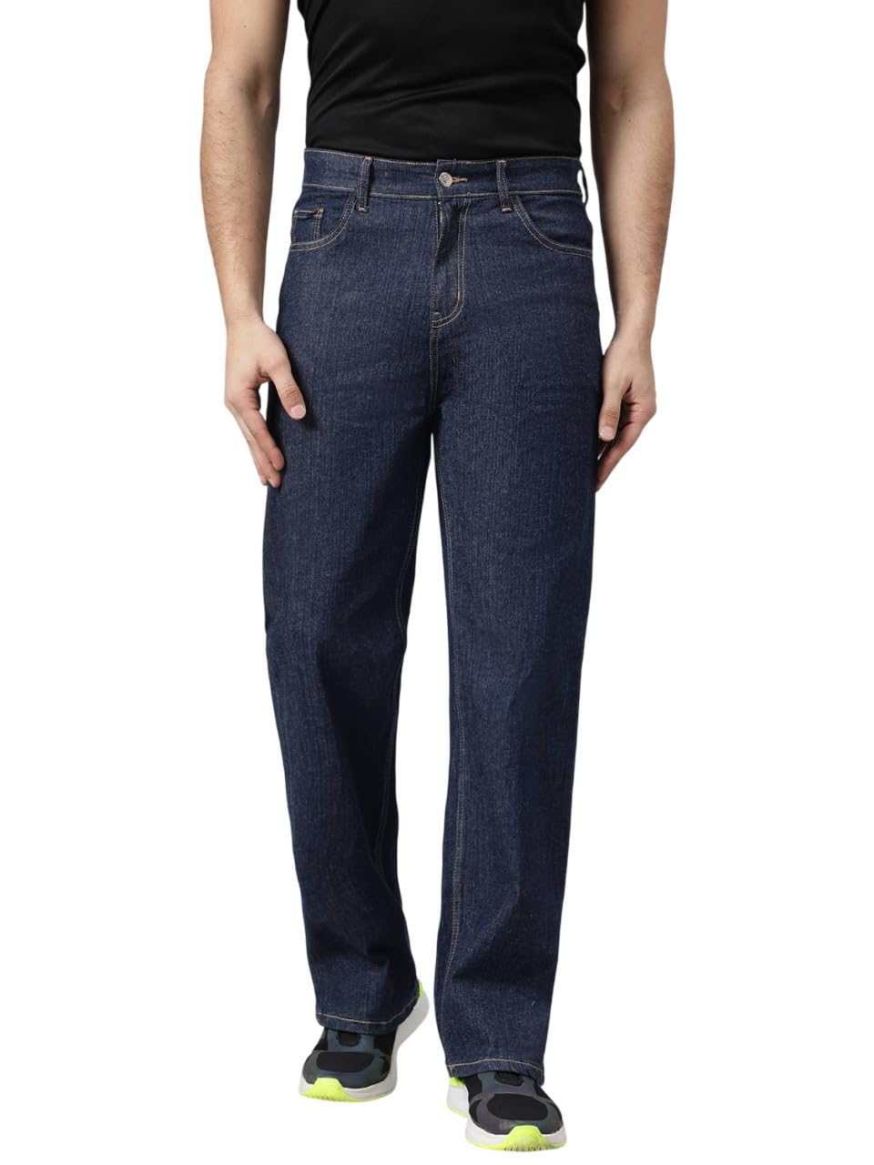 KOTTY Men’s Solid Dress Blues Button Regular Fit Jeans