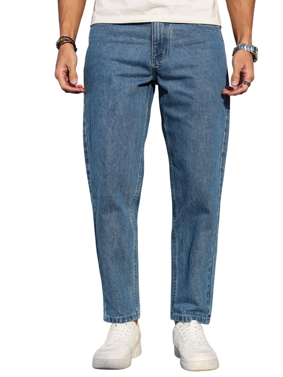 KOTTY Men’s Solid Estate Blue Regular Jeans KOTTY Men’s Solid Estate Blue Regular Jeans