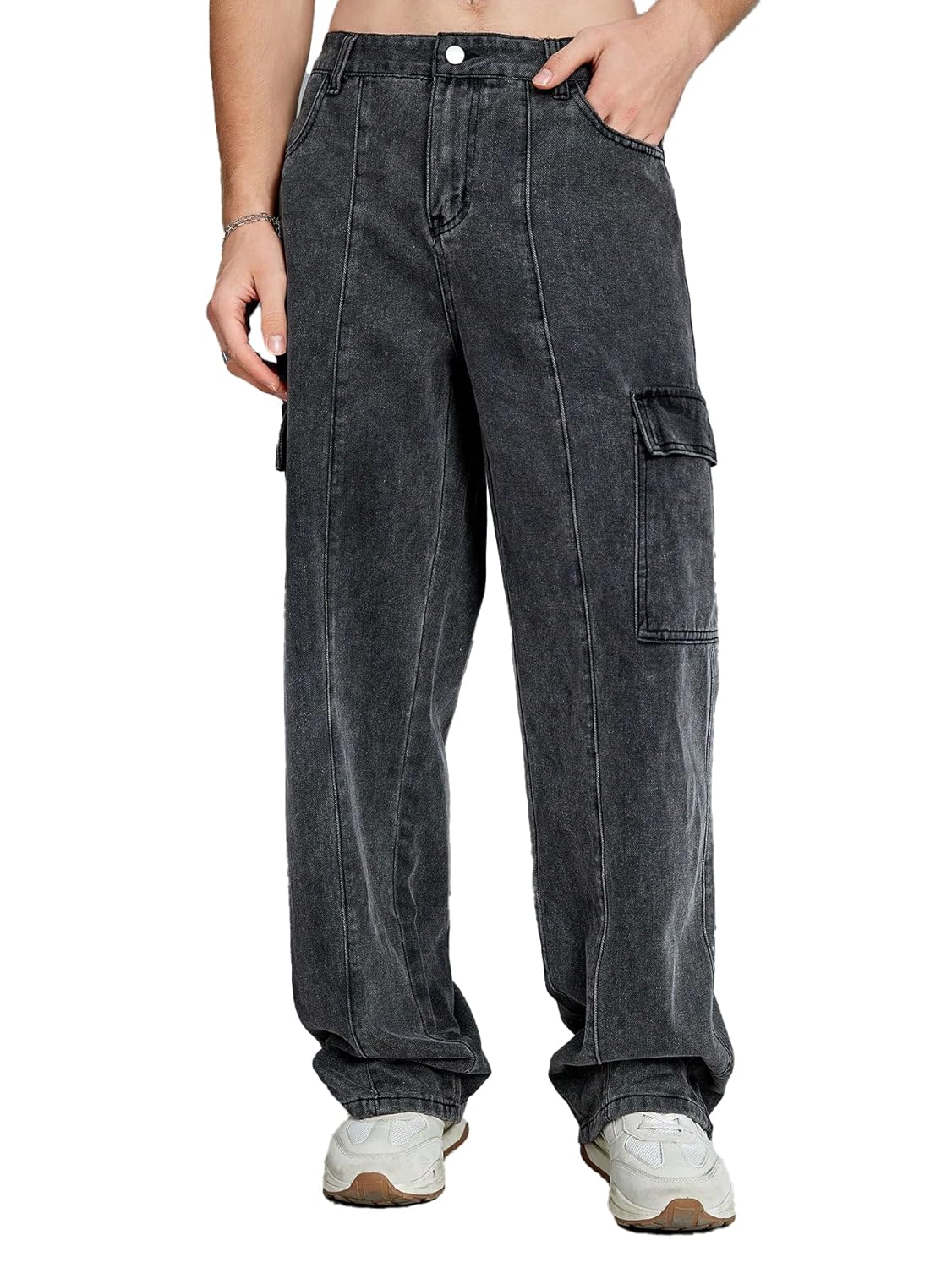 KOTTY Mens’s Trendy Denim Cargo Jeans with Stylish Pockets