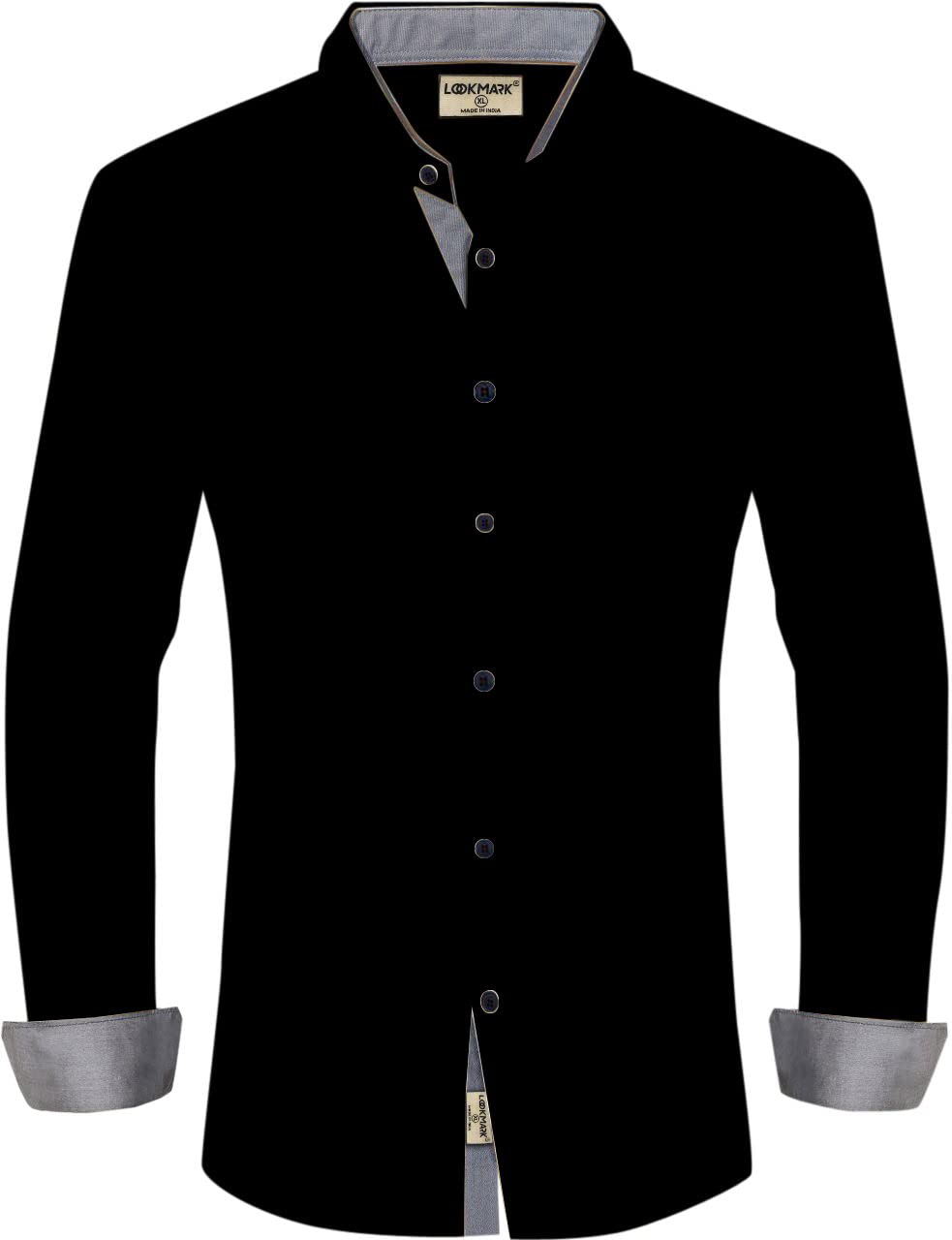 LookMark Men’s Cotton Blend Stitched Solid Full Sleeve Slim Fit Shirt
