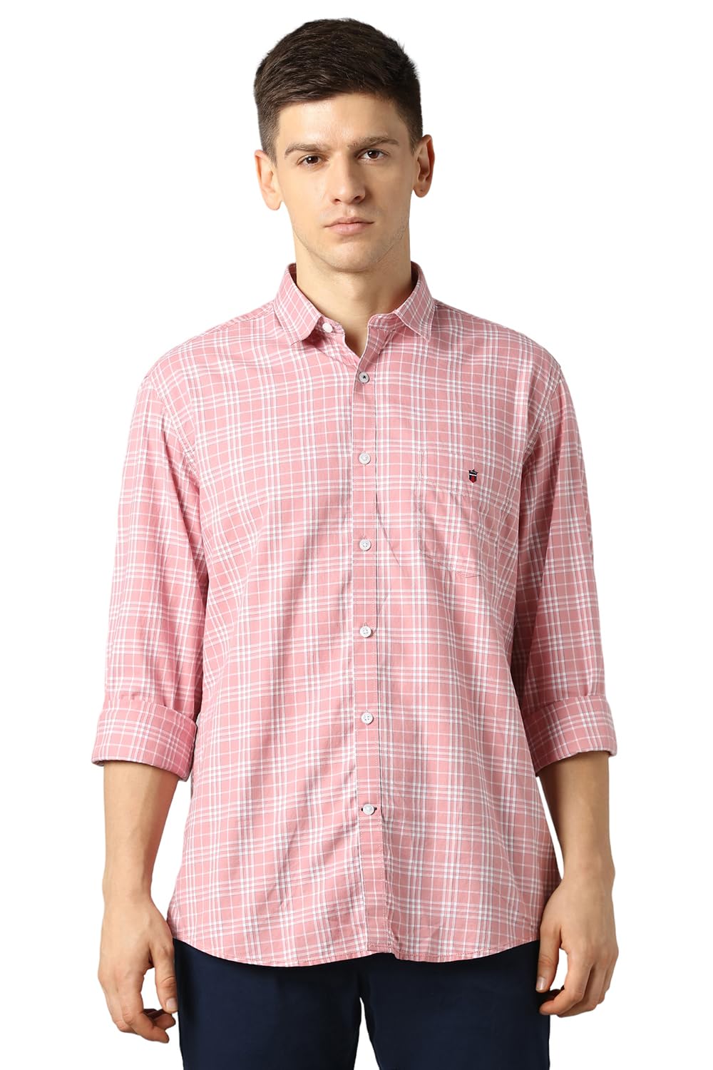 Louis Philippe Men’s Premium Cotton Silk Touch Slim fit Checks Casual Shirt with Natural Stretch Louis Philippe Men’s Premium Cotton Silk Touch Slim fit Checks Casual Shirt with Natural Stretch
