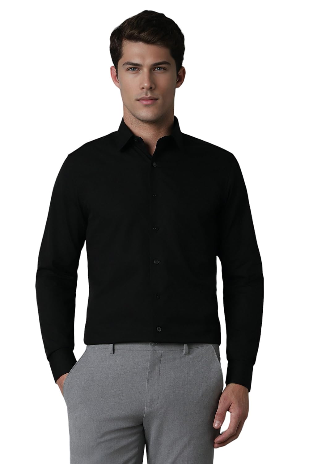 Louis Philippe Men’s Solid Slim Fit Shirt Louis Philippe Men’s Solid Slim Fit Shirt