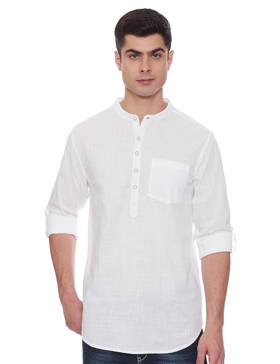 Max Men’s Long Sleeves Regular Fit Cotton Solid Shirt Kurta with Band Collar Max Men’s Long Sleeves Regular Fit Cotton Solid Shirt Kurta with Band Collar