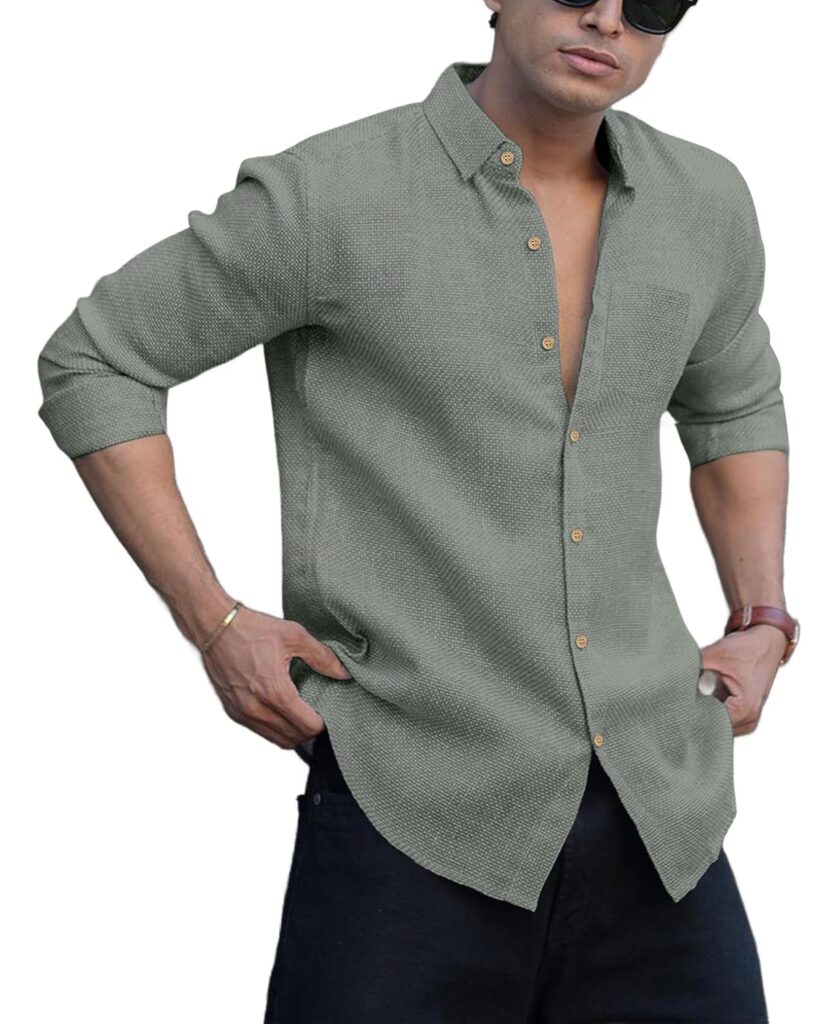 Men’s Solid Linen Cotton Shirt | Casual | Plain | Full Sleeve | Summer-Regular Fit| Men Stylish Shirt | Everyday Formal Wear