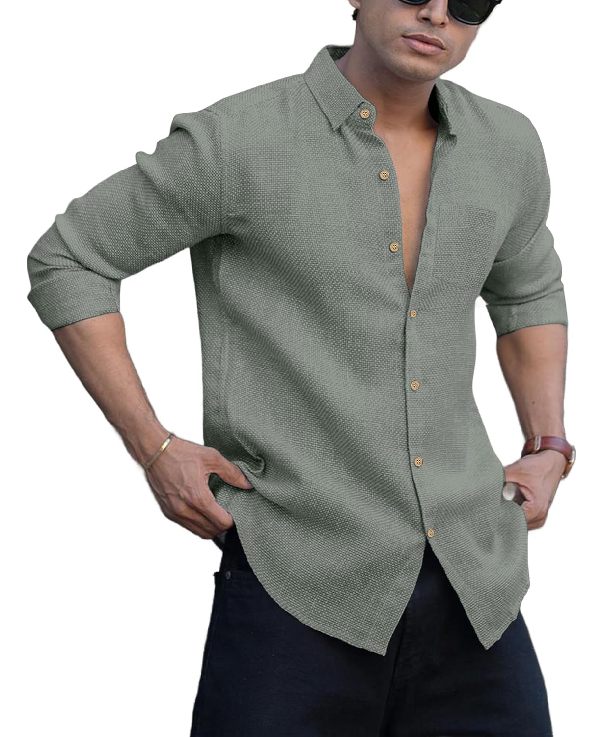 Men’s Solid Linen Cotton Shirt | Casual | Plain | Full Sleeve | Summer-Regular Fit| Men Stylish Shirt | Everyday Formal Wear