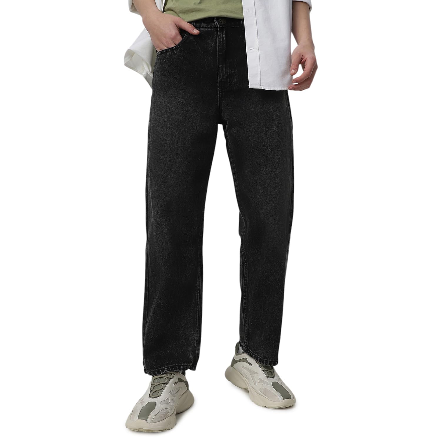 Neostreak Men’s Loose Baggy Fit Heavy Washed Jeans Non-Stretchable